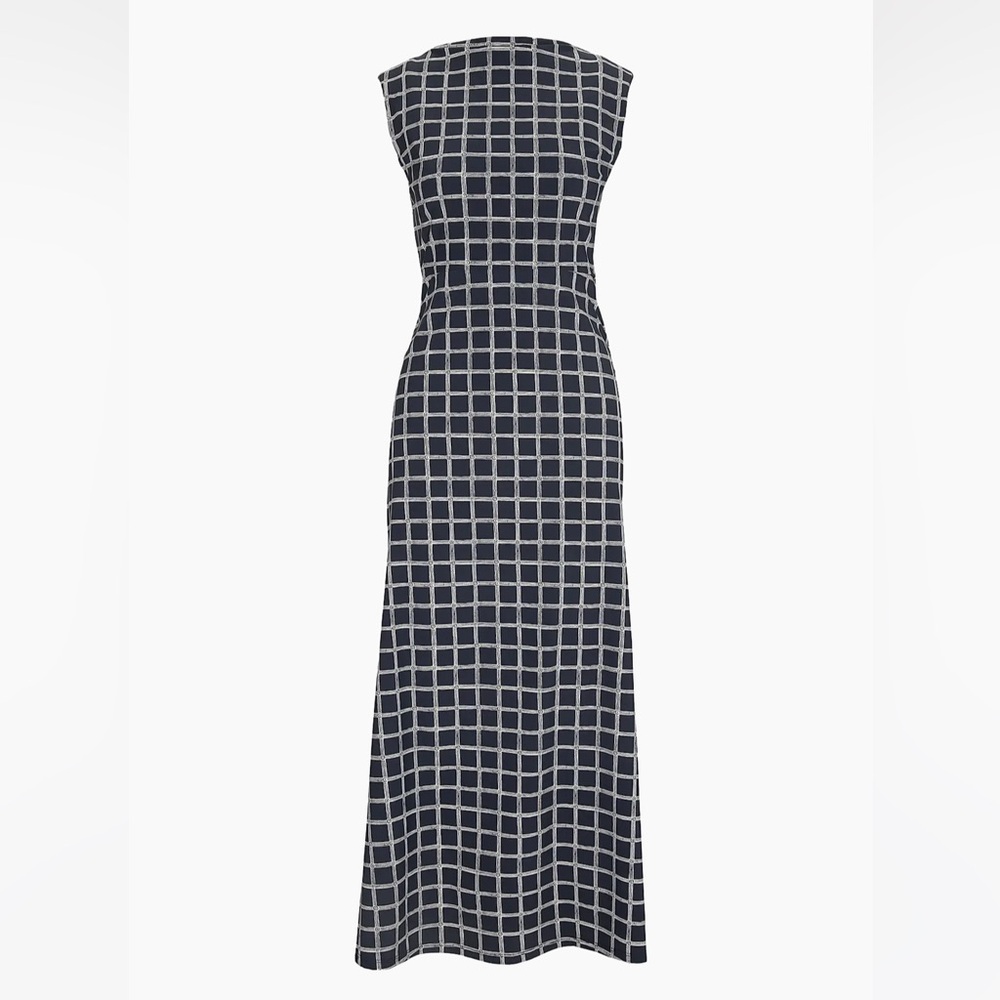 NWT Hill House Black and Cream Grecian Check Sloane Dress